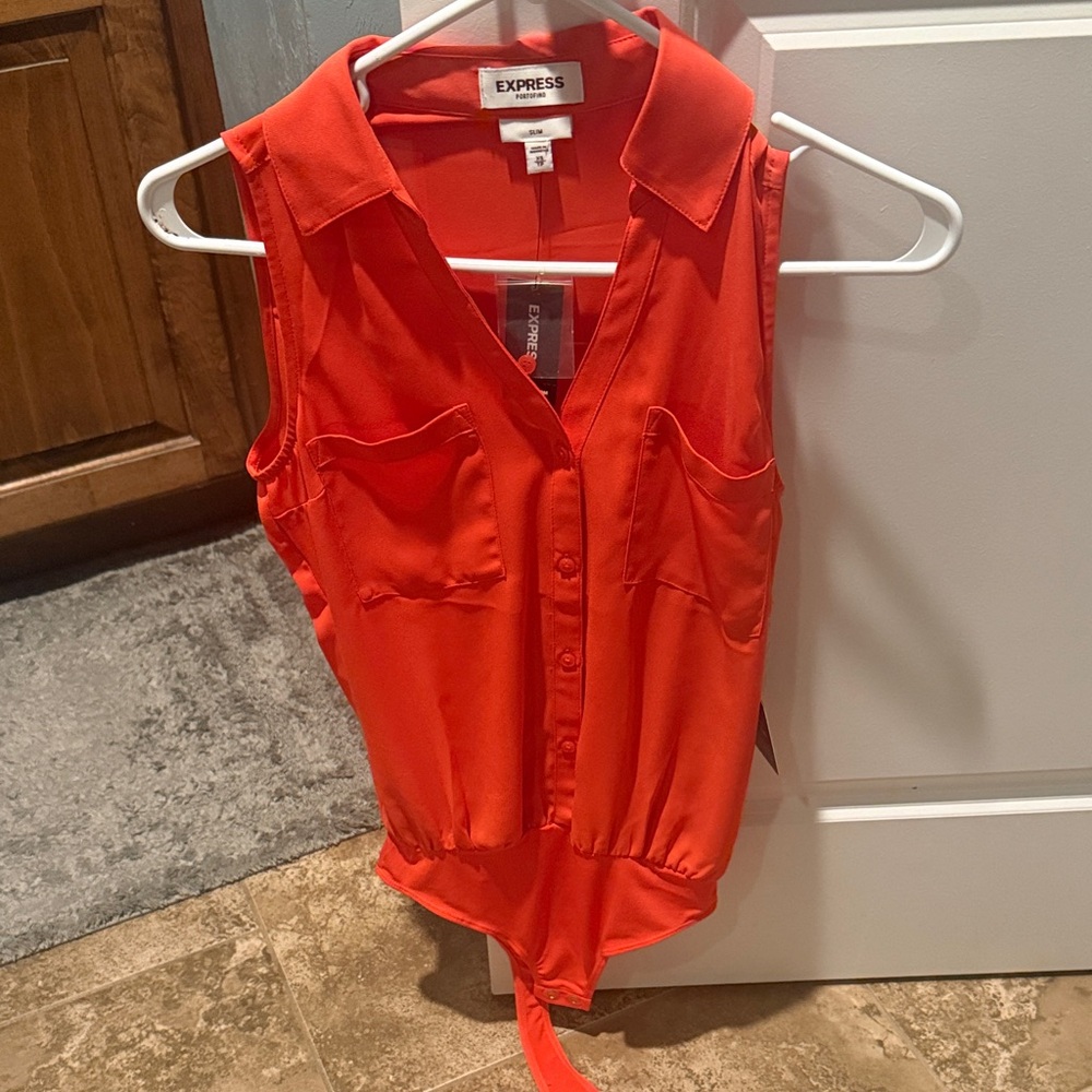 Express Women's Orange Sleeveless Blouse/body suit